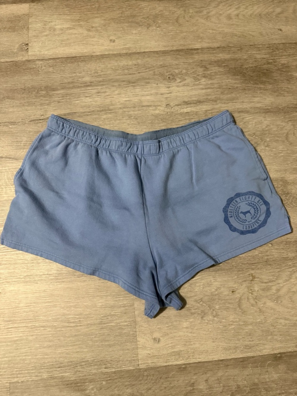 PINK Victoria's Secret Light Blue Logo Lounge Shorts